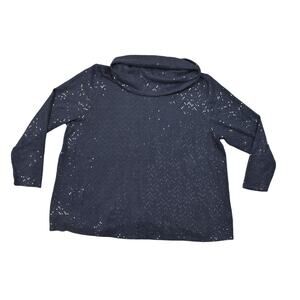 Lane Bryant Blue Pullover Sweater, Size 18/20, Preowned Cowl Neck Sparkle